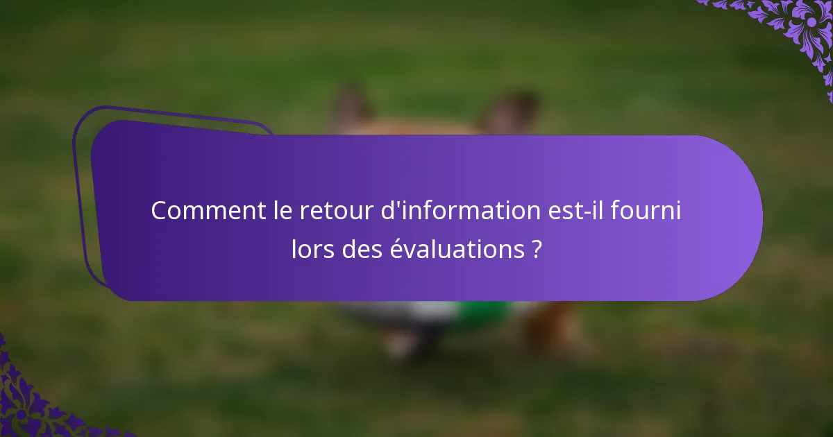 Comment le retour d'information est-il fourni lors des évaluations ?