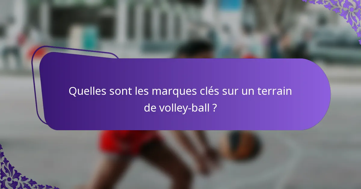 Quelles sont les marques clés sur un terrain de volley-ball ?