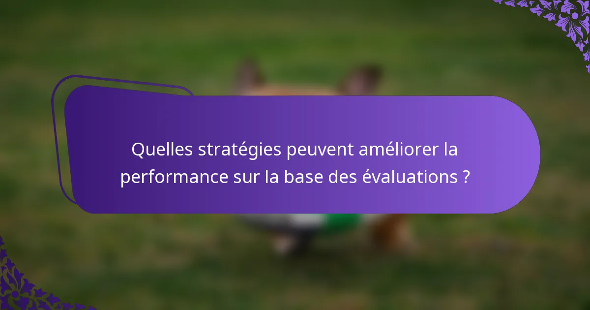 Quelles stratégies peuvent améliorer la performance sur la base des évaluations ?